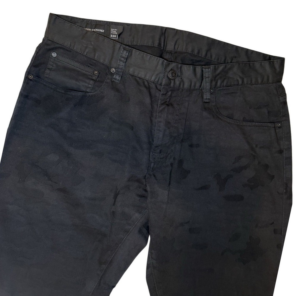 Armani Exchange Slim Fit Black Camo Jeans Pants Mens 33R Rare Streetwear Modern